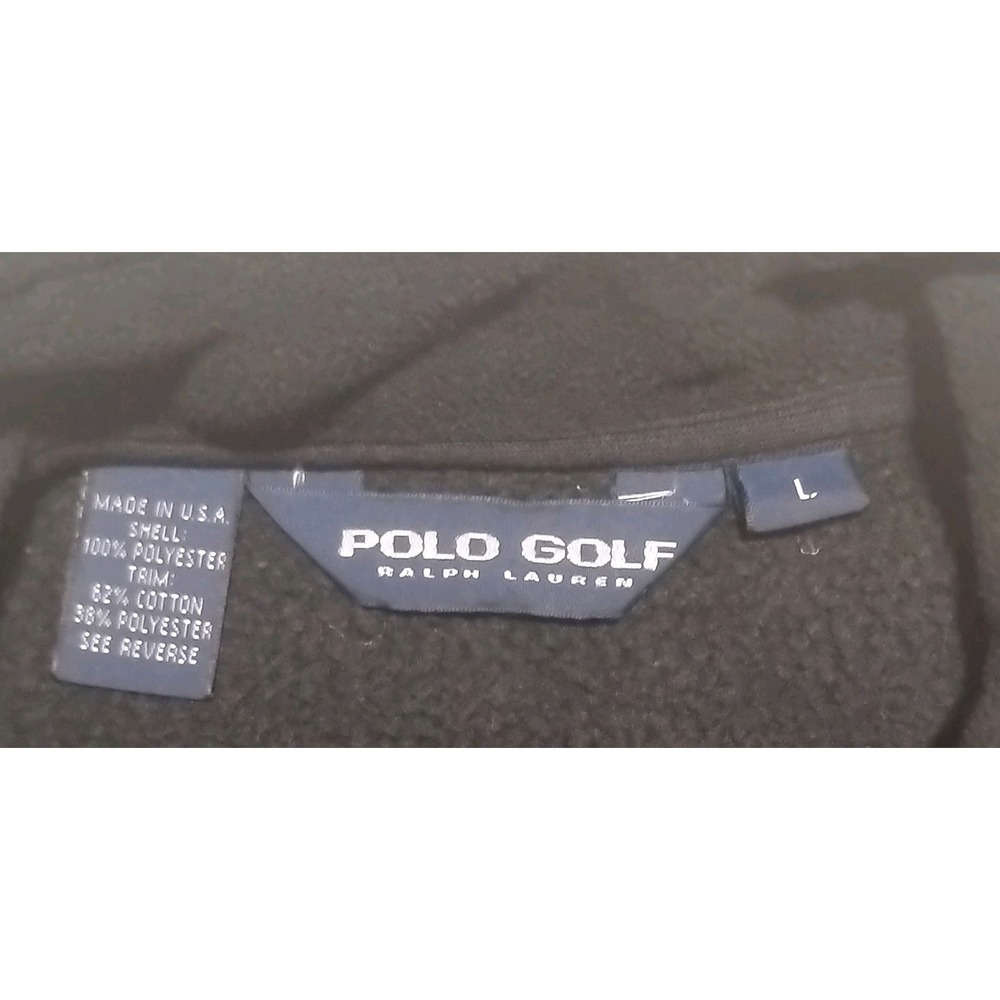 VTG 90s Polo Golf Ralph Lauren Polartec Fleece Vest  Black Blue Collar Mens L